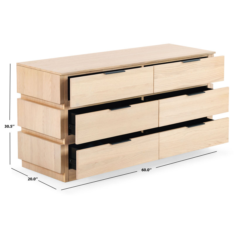 Titus 6 Drawer Stacked Dresser, Oak
