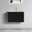 Meuble-lavabo de salle de bain 24 po - Chêne noir rayé, lavabo en céramique blanche, texture pratique en chêne, élégance-130597382