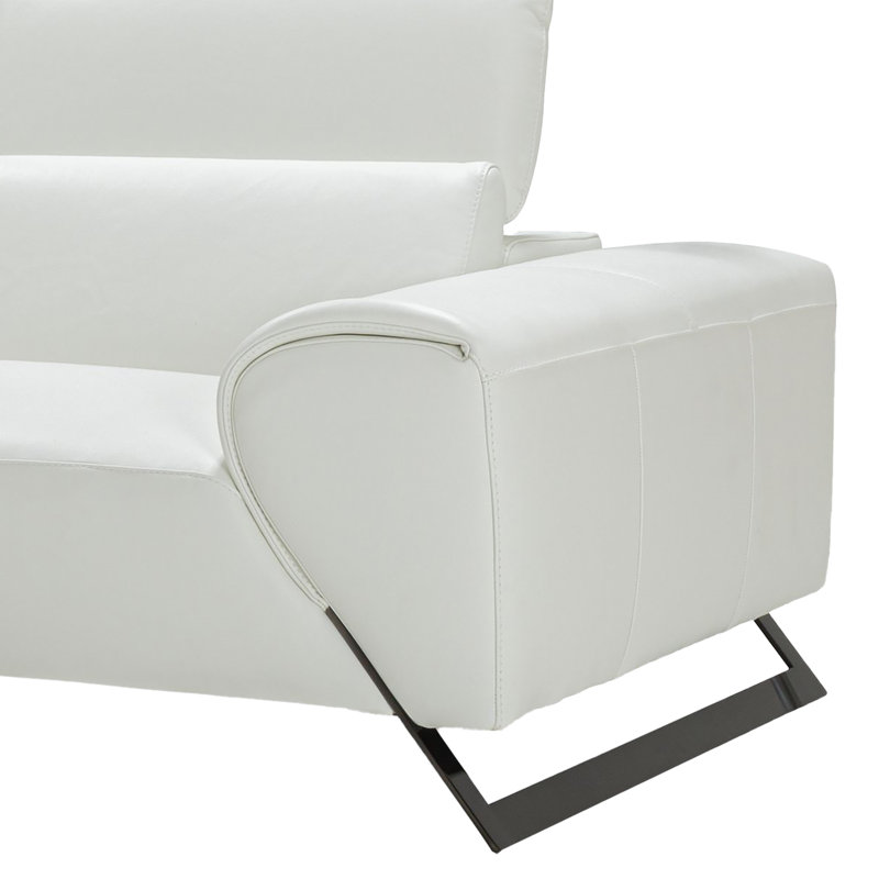 Canapé modulaire en cuir Vesuvio gris foncé, Orienté à gauche (vu de face)