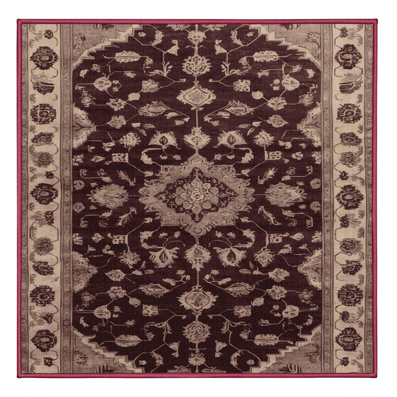 Tapis brun lavable à la machine, Carré 7 pi