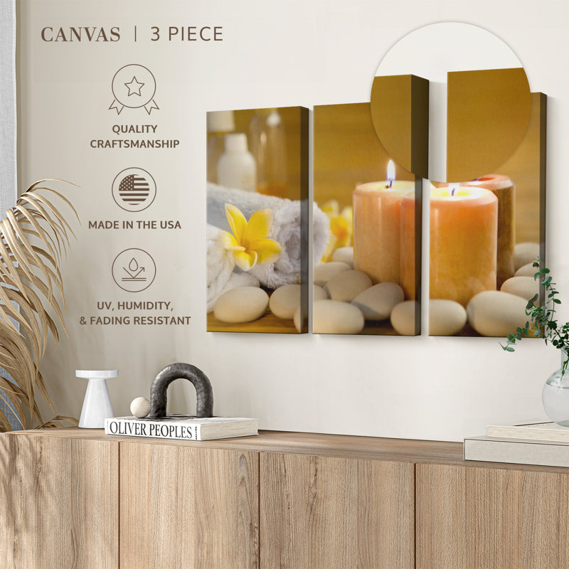 Spa Candle Trio, reproduction sur toile, H 20 po x l 33 po x P 1,25 po