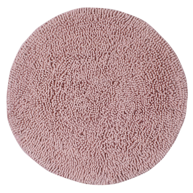 Tapis pour salle de bain 100% coton Simlai, tapis de salle de bain rond super absorbant lavable à la machine 30 po, Rose