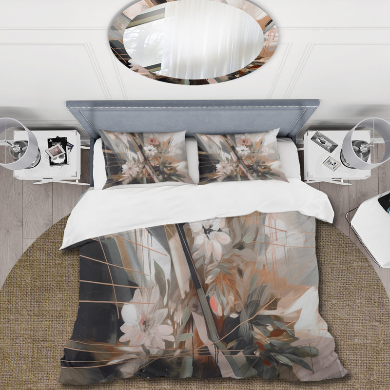 Ensemble de housse de couette en microfibre / polyester Rose Gold Linear, Housse de couette pour très grand lit et 2 très