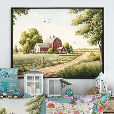 Beautiful Barn In Spring VII - Barn Landscape Canvas Print