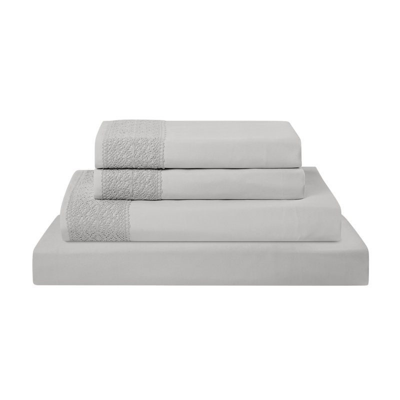 Modern Threads 4 Piece Microfiber Sheet Set – Soft Cooling Bed Sheets with Crochet Lace – Deep Pocket, Wrinkle Free, Breathable, Hotel Luxury Bedding