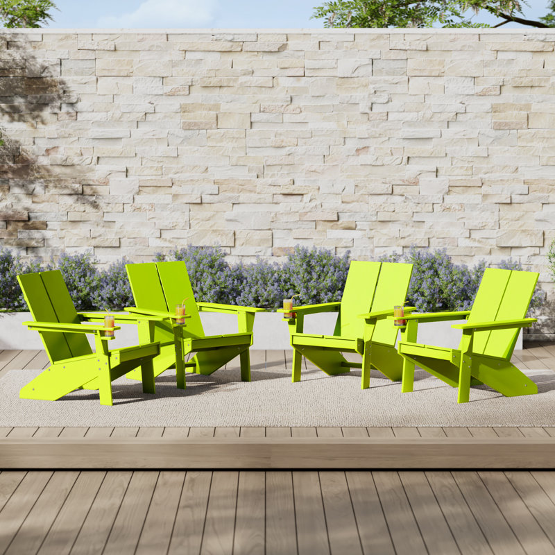 Chaise Adirondack moderne en poly (ensemble de 4), noir, Vert citron