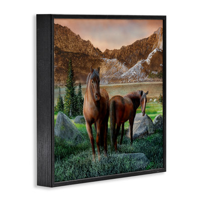 «Two Horses» par Mountain, estampe numérique de Kevin Daniel