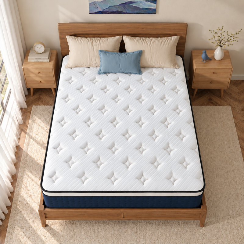 Matelas hybride en mousse 12 po à refroidissement moyen ferme en boîte, isolation des mouvements, support de bord, certifié Certipur-US, OEKO-TEX