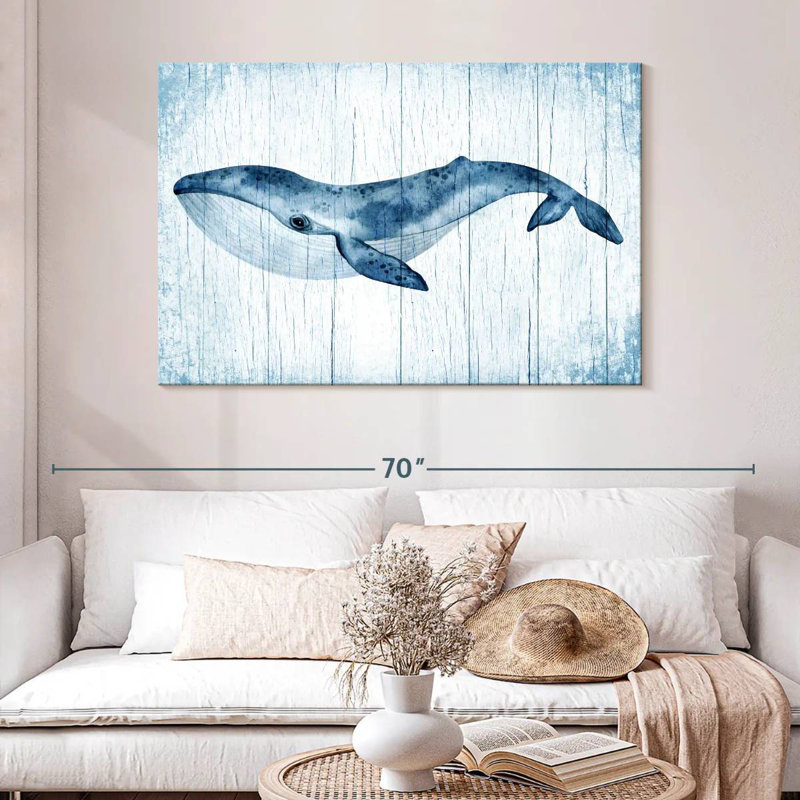 Brampt Wooden Blue Whale, 32" H x 48" W