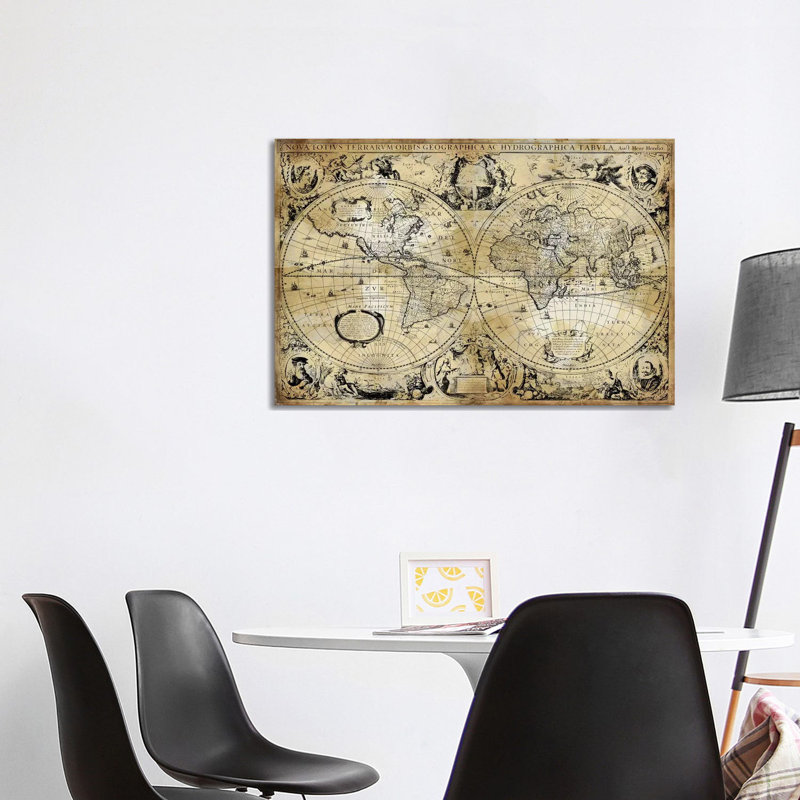 Antique World Map by Russell Brennan - Wrapped Canvas Print, 101.6 cm H x 66.04 cm W x 3.175 cm D