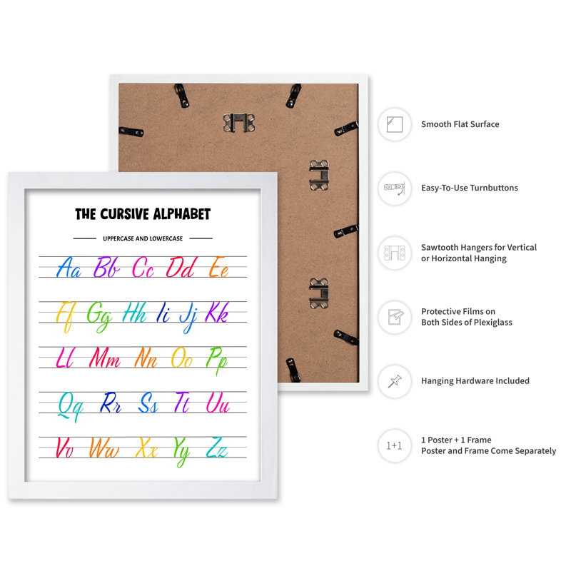 Alphabet cursif, Poster, 18"H x 24"W, White Framed