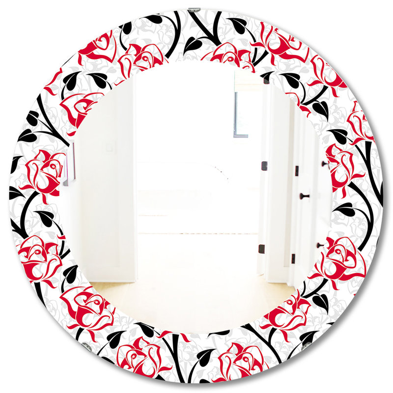 Motif avec roses - miroir moderne, H 31,5 po x l po