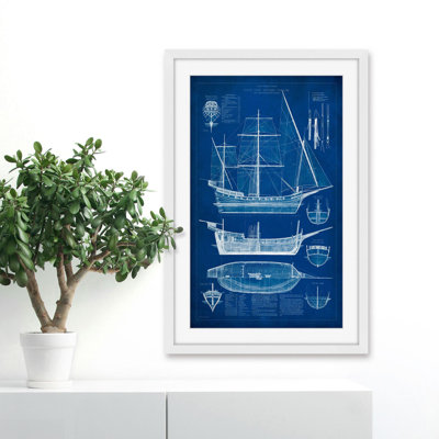 « ship blueprint i », reproduction d’art encadrée