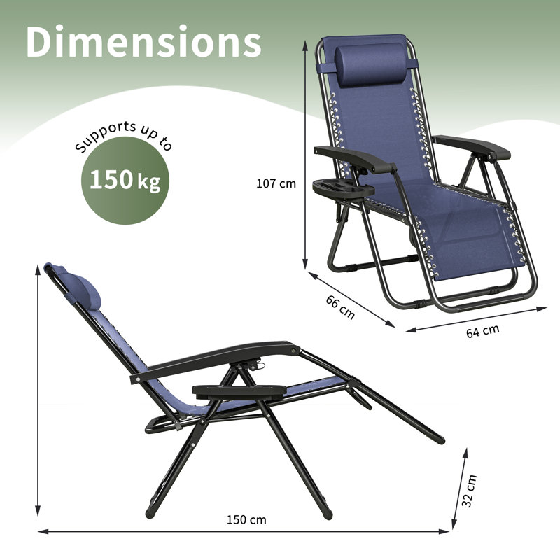 Folding Recliner Chair, Blue