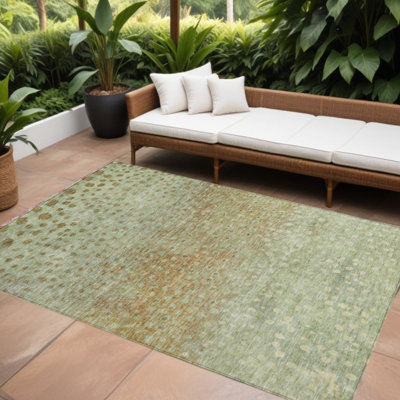 Tapis d'intérieur lavable abstrait vert artichaut 5 pi x 8 pi HomeRoots