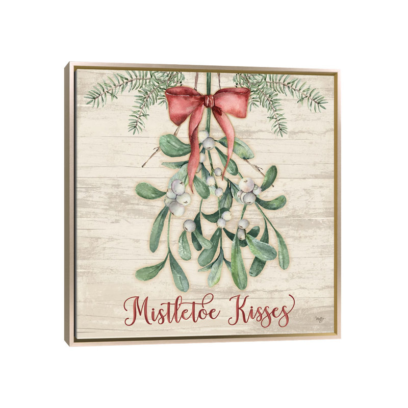 «Mistletoe Kisses», reproduction d'art sur toile encadrée, H 37 po x l 37 po, Champagne