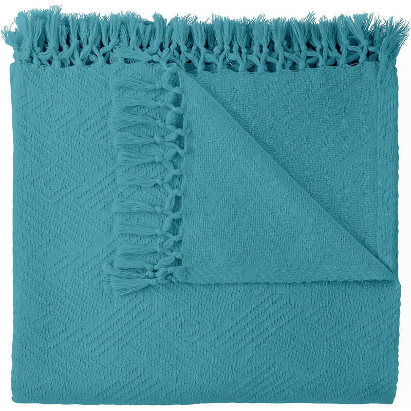 Jeté 100% coton biologique - Jeté léger en coton biologique pour canapé de salon, décoration de chambre à coucher et de bureau - Jeté 100% coton tissé à losanges élégant (60 x 80, Aegan)