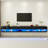 94.5" Wall Mounted Floating Tv Stand With Led Lighting And Built In Power Outlet Modern High Gloss Entertainment Center With Open Storage Shelves-1374598824