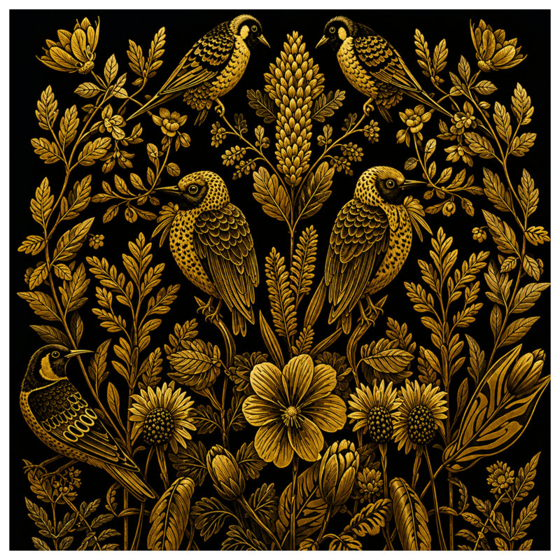 Tapis de bain Golden Birds Botanical, L 24 po x L 17 po