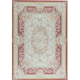 Hand-Knotted High-Quality Ivory and Red Area Rug