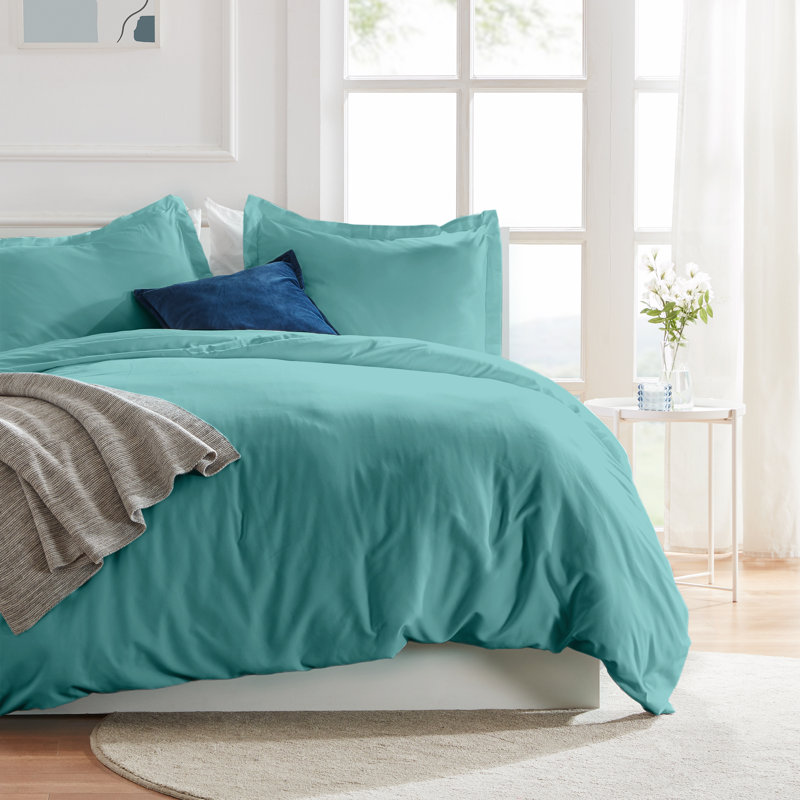 Ensemble de housse de couette en microfibre de couleur unie - Ensemble de literie de style simple pour toutes les saisons