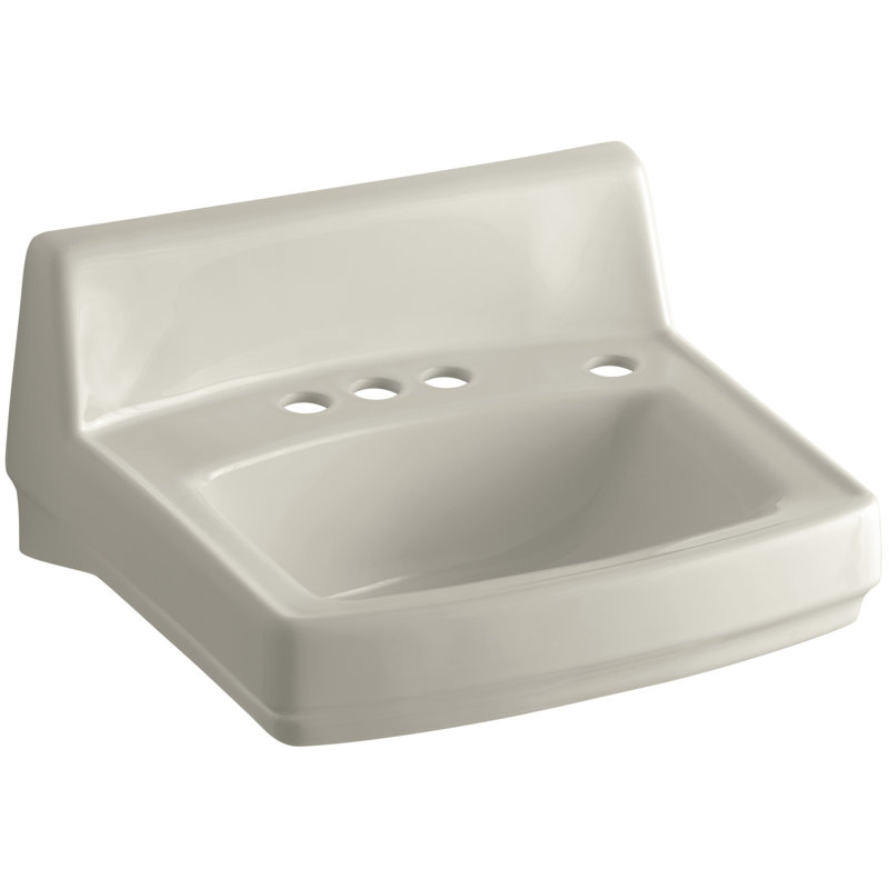 Greenwich Ceramic 21" Wall Mount Bathroom Sink, Sandbar, 4" Centers