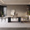 Simple Rectangular Natural Marble Dining Table Set