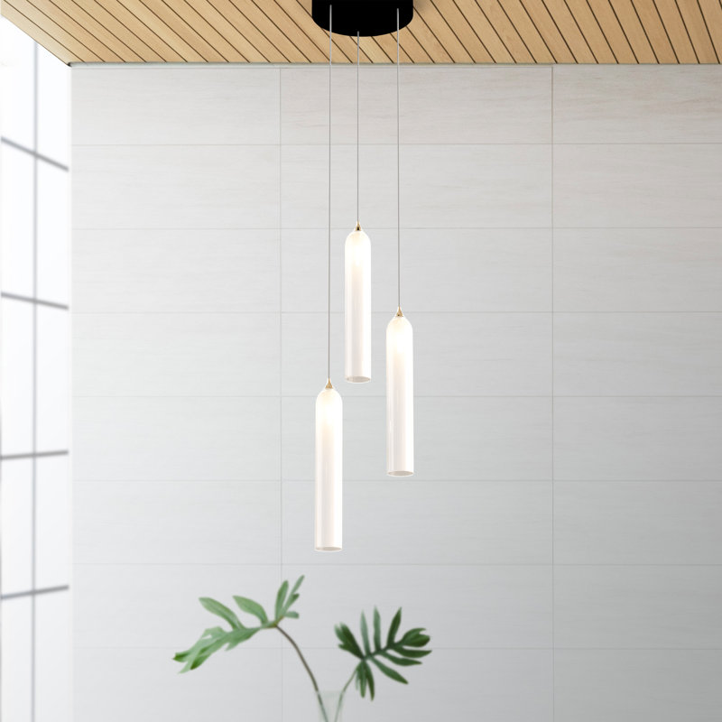 Luminaire suspendu grappe 3 lumières Opal, Laiton