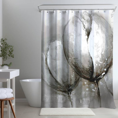 Shower Curtain FL46 – Polyester Shower Curtain, Dye Sublimation Print, 71" W × 74" L