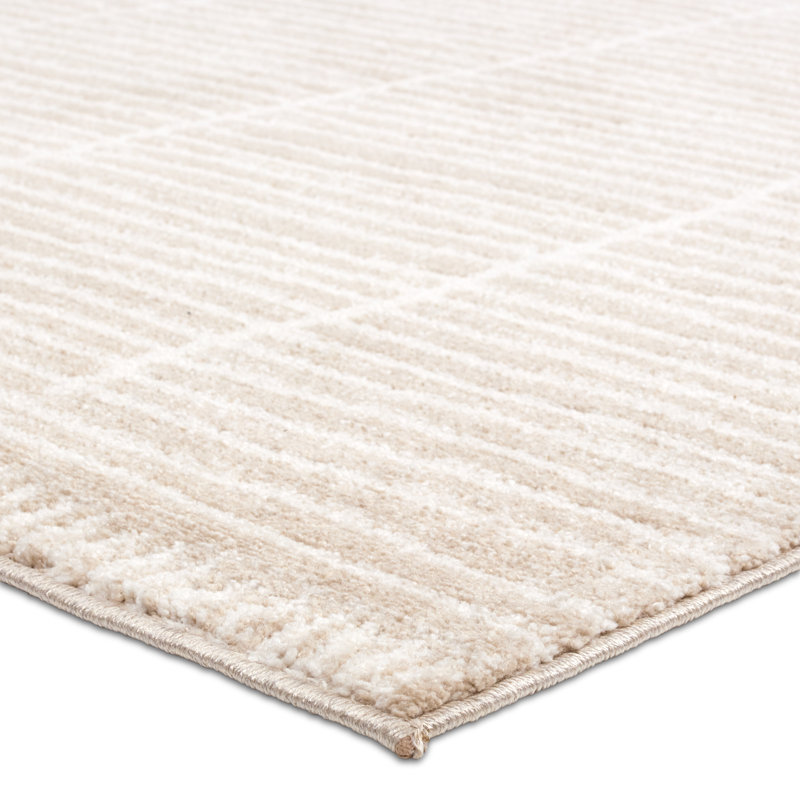 Vibe by Union Rustic Loehrke Powerloomed Stripes Tan/Taupe Area Rug, Rectangle 7'9" x 9'9"