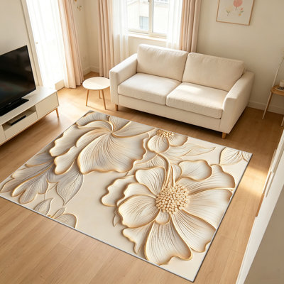 1PC 3D Floral Area Rugs for Living Room, Soft and Comfortable, Suitable for all seasons, easy - to - maintain, machine washable Indoor floor mat, Under Table Farmhouse suitable for Bedroom, Kitchen, Dining Room, Balcony, Patio, Home Decor,