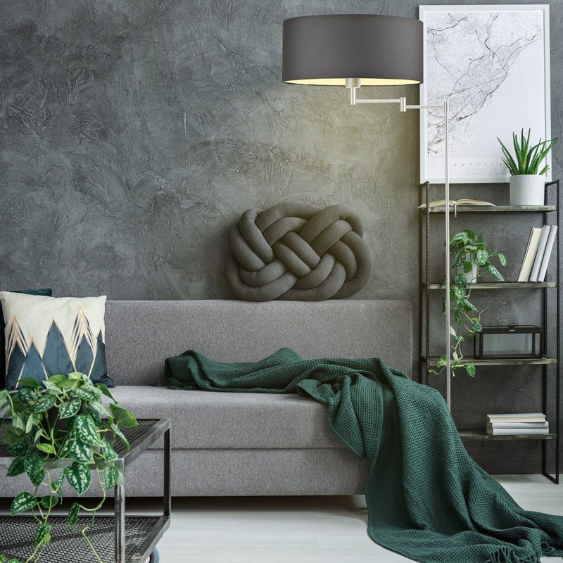 Korin 155cm Swing Arm Floor Lamp, Silver, Grey