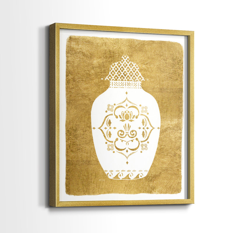 Golden Urn I, reproduction encadrée - bois massif, H 11 po x l 9 po, Or