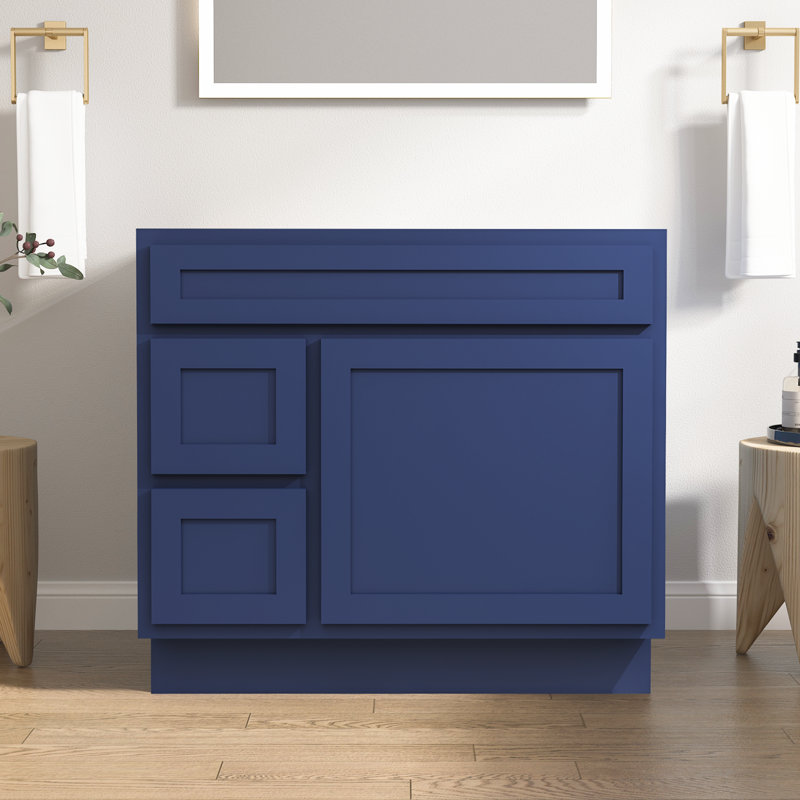 Blue 36" Shaker Style Single Bathroom Vanity Base