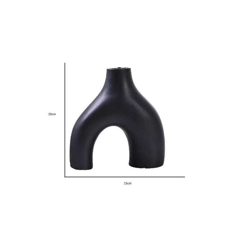 Coye Ceramic Table Vase, Black, 16cm H x 15cm W x 4cm D