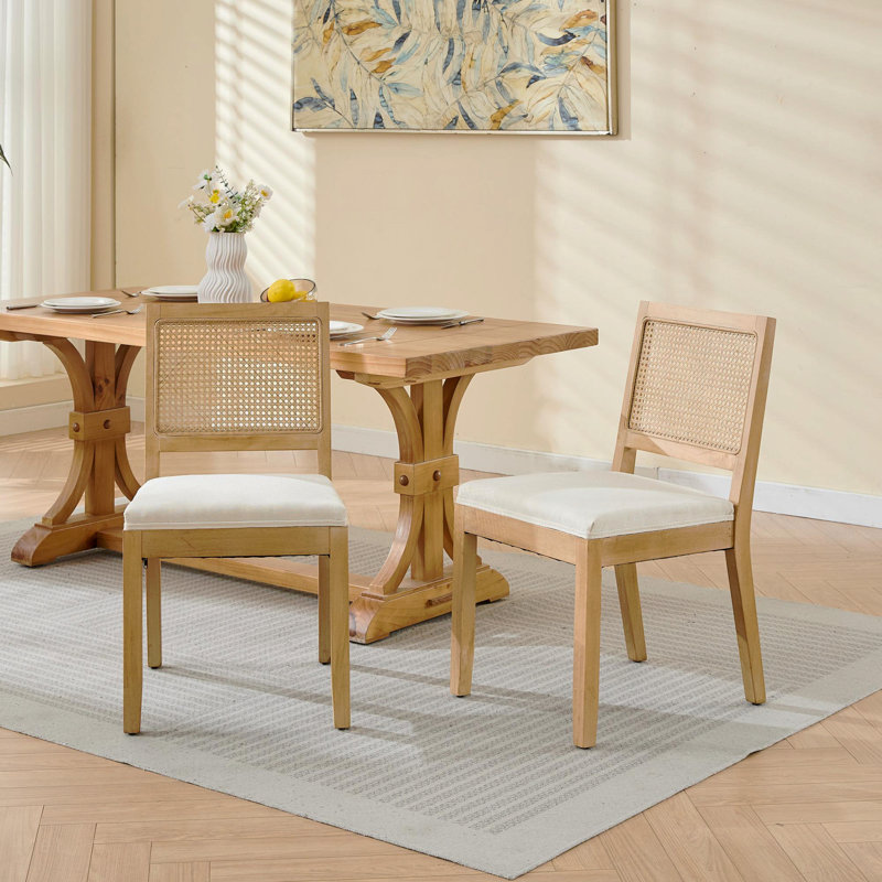 Ensemble de 2 chaises de salle à manger en rotin Farmhouse, Beige