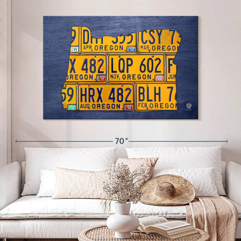 Aliaz Oregon License Plate Map, 34" H x 51" W