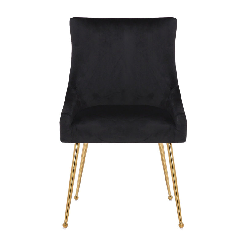 Chaise d'appoint en velours et acier inoxydable, Noir