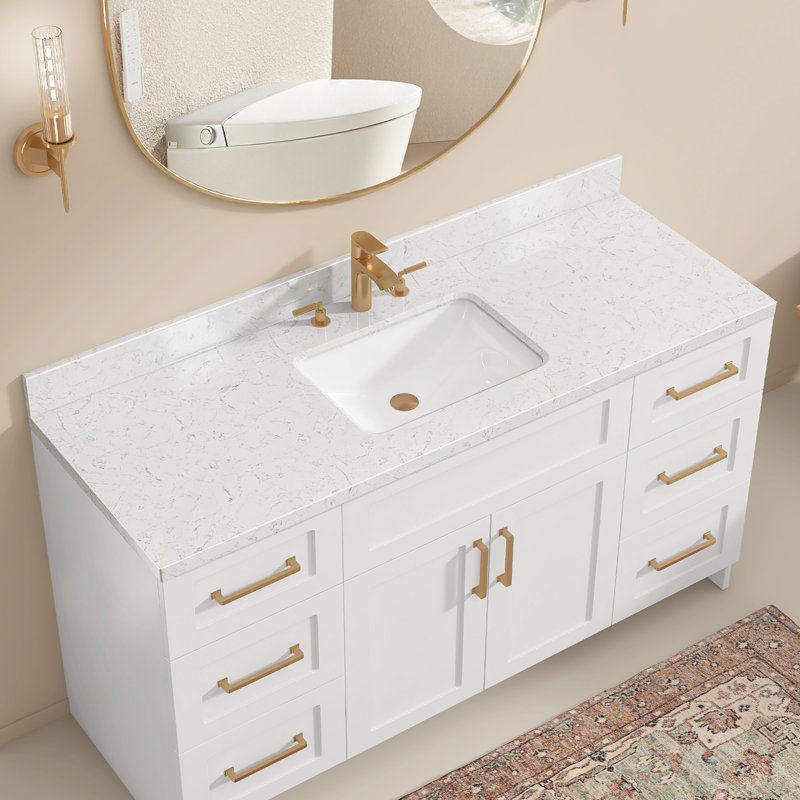 60 po X P 22 po De comptoir de salle de bain rectangulaire Dosseret H