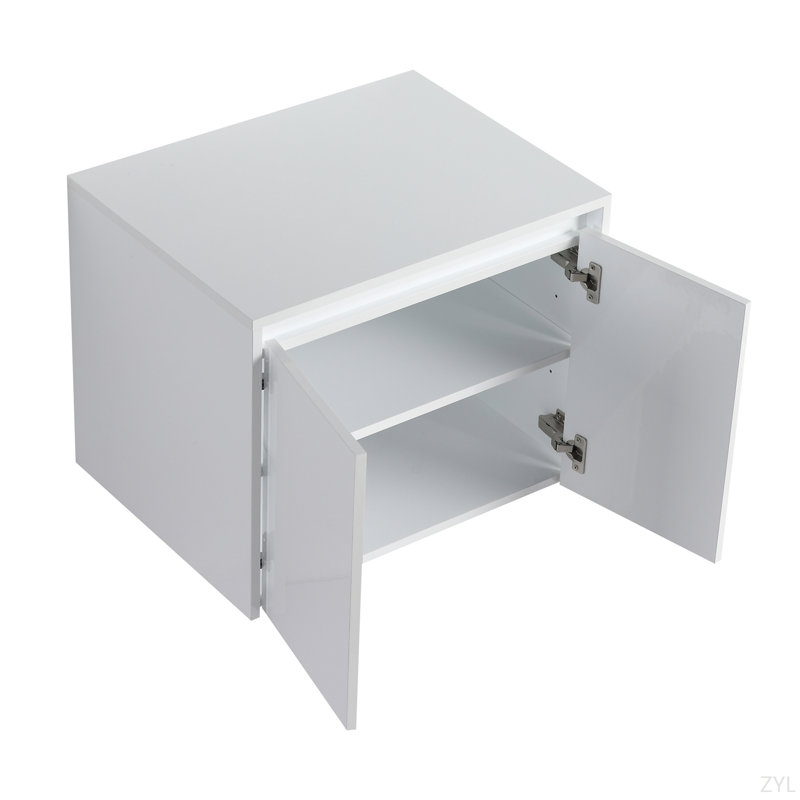 Armoire de rangement pour salle de bain, tiroir à fermeture en douceur, blanc brillant