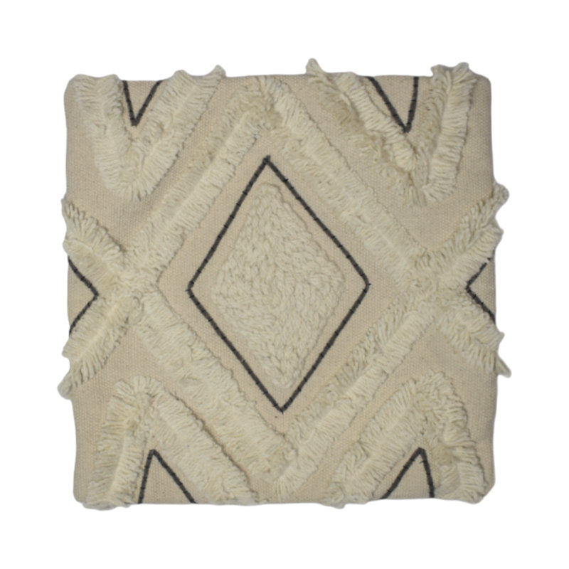 Isaac Geometric Beige Square Throw Cushion