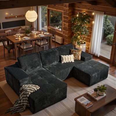 114.5''  L-Shaped Cloud Sectional Sofa with Chaise & Ottoman