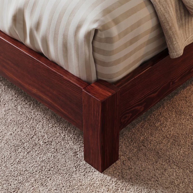 Base de lit Hardnett, Lit simple, Bois rouge
