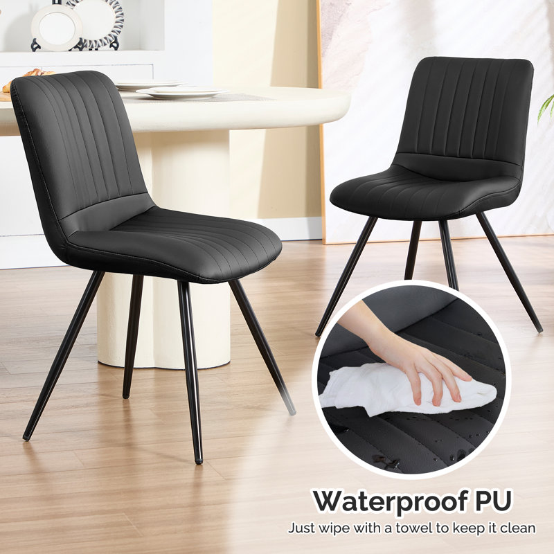 Upholstered Faux Leather Dining Chair, 4, Black