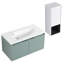 Meuble-lavabo de salle de bain 36 po avec lavabo en résine en forme de goutte et armoires latérales, blanc