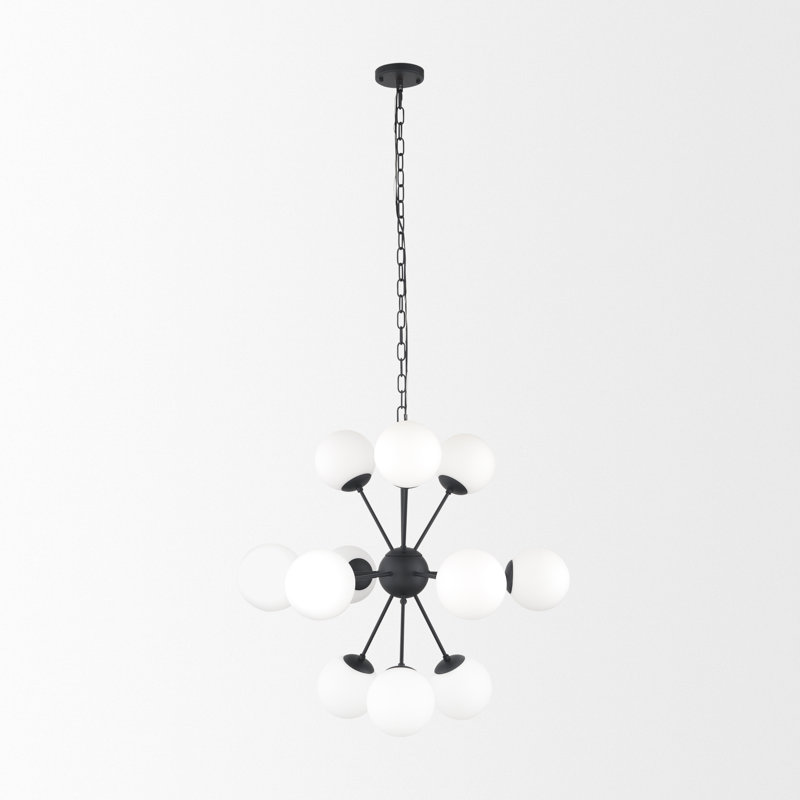 Lustre linéaire moderne Spoutnik 11 lumières Adeola, Noir mat