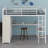 Metal Loft Bed Frame With Built-In Wardrobe, Desk And Storage Shelves-1181963420