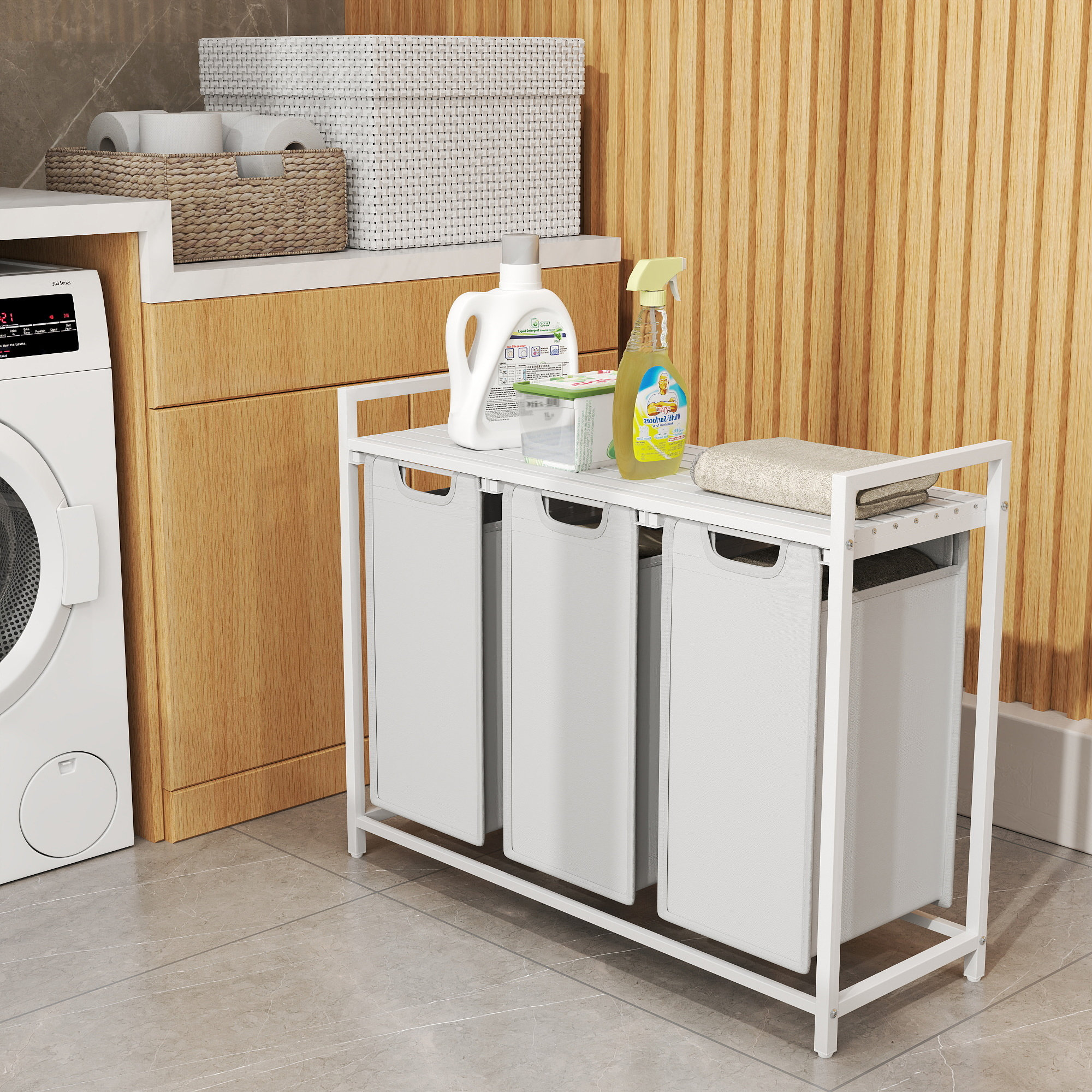 Rebrilliant Laundry Hamper with 3 Pull-Out and Removable Bags & Reviews | Wayfair