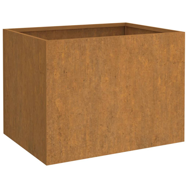 Pot de fleurs d'extérieur en acier Corten avec incrustations décoratives, H 24,4 po x l 24,4 po x P 18,1 po