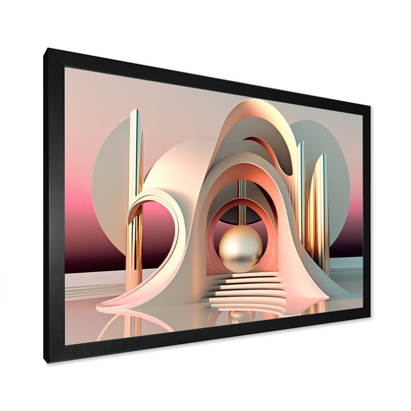 «Minimalistic liquid Gold Architecture IV», reproduction sur toile, Impression noire sur toile encadrée
